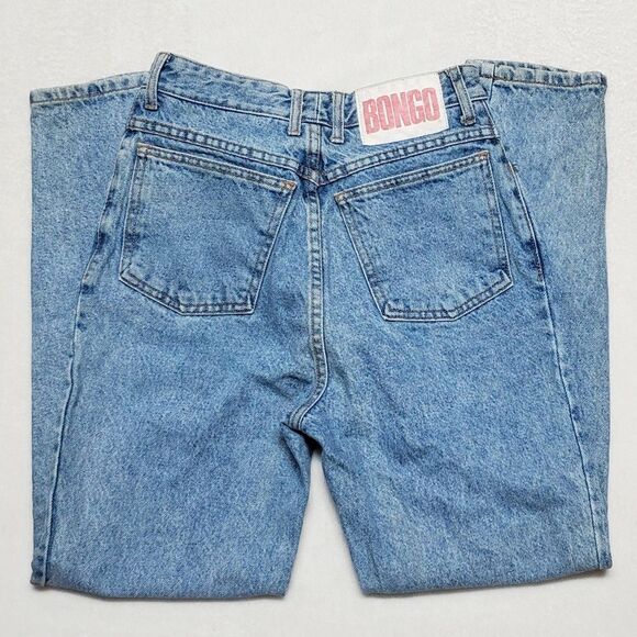 VINTAGE 1980s Bongo Light Stone Wash High Waisted Slim Tapered Skinny Leg Jeans - Picture 10 of 16